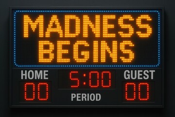 Fototapeta premium Madness Begins on the Scoreboard as Teams Prepare for an Exciting Match at an Indoor Arena