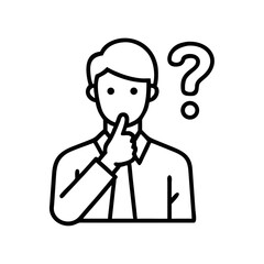 Outline man with finger on lips and question mark