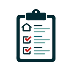 Real estate checklist icon with clipboard and checkmarks