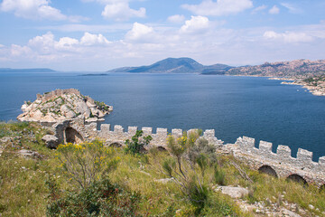Latmos, the ancient city of Herakleia. Ruins from the ancient city of Herakleia. The ancient castle of Herakleia. Aydın, Türkiye.