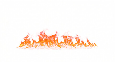 Vibrant Dancing Flames of Orange and Red Against a White Backdrop.