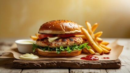 close-up of chicken burger
