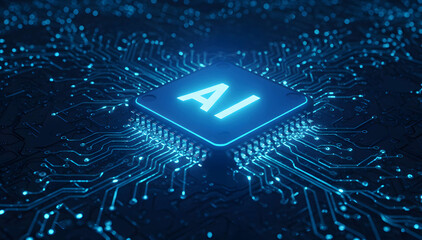Futuristic Artificial Intelligence Chip Digital Circuit Concept, Technology Connection