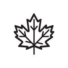 A simple black outline of a maple leaf on a white background.
