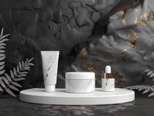 Minimal style cosmetic 3d mockup with white design for product marketing campaigns, product mockup, bottle mockup