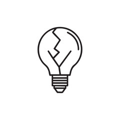A simple outline drawing of a broken light bulb.