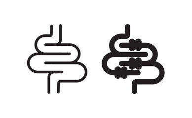 guts vector icons. Linear intestines or bowel. Human organ