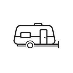 Fototapeta premium A simple black and white line drawing of a travel trailer.