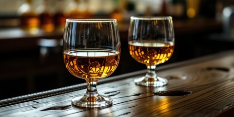 Two Filled Whiskey Glasses - Bar Scene