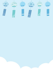爽やかな風鈴と青空の背景　縦位置