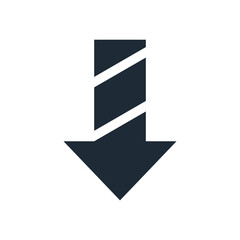 Down arrow icon.Direction, pointer indicator. Vector linear illustration isolated on white background.