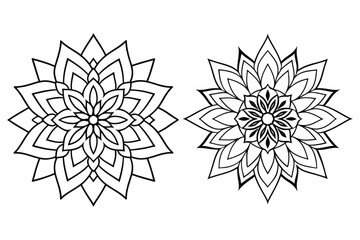 Obraz premium Intricate black and white floral mandala designs geometric symmetrical