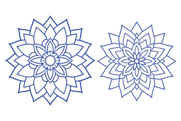 Obraz premium Intricate blue floral mandala designs geometric symmetrical