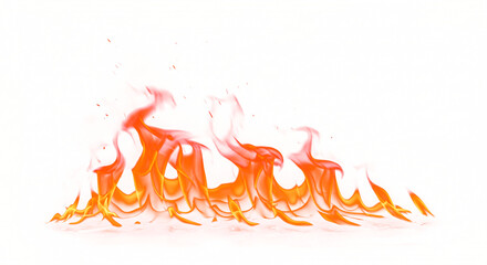 Vivid Flames in Dynamic Motion Against a Blank Background.