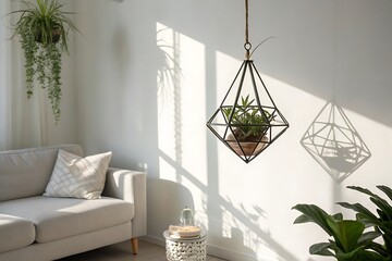 Beautiful designer southern home  with Geometric Hanging Planter and Sunlit Shadows