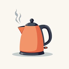 Electric kettle illustration with steam rising, a cheerful appliance for your kitchen. This electric kettle simplifies making tea, offering convenience and speed, bringing hot water in moments.