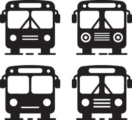 School Bus Icon Set Four Unique Designs for Transportation Graphics