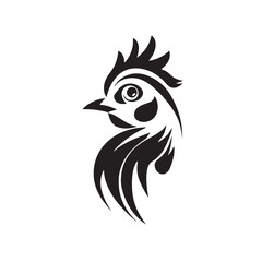 Obraz premium Black tribal vector design of a rooster head silhouette, perfect for a tattoo, logo, or wild animal mascot illustration