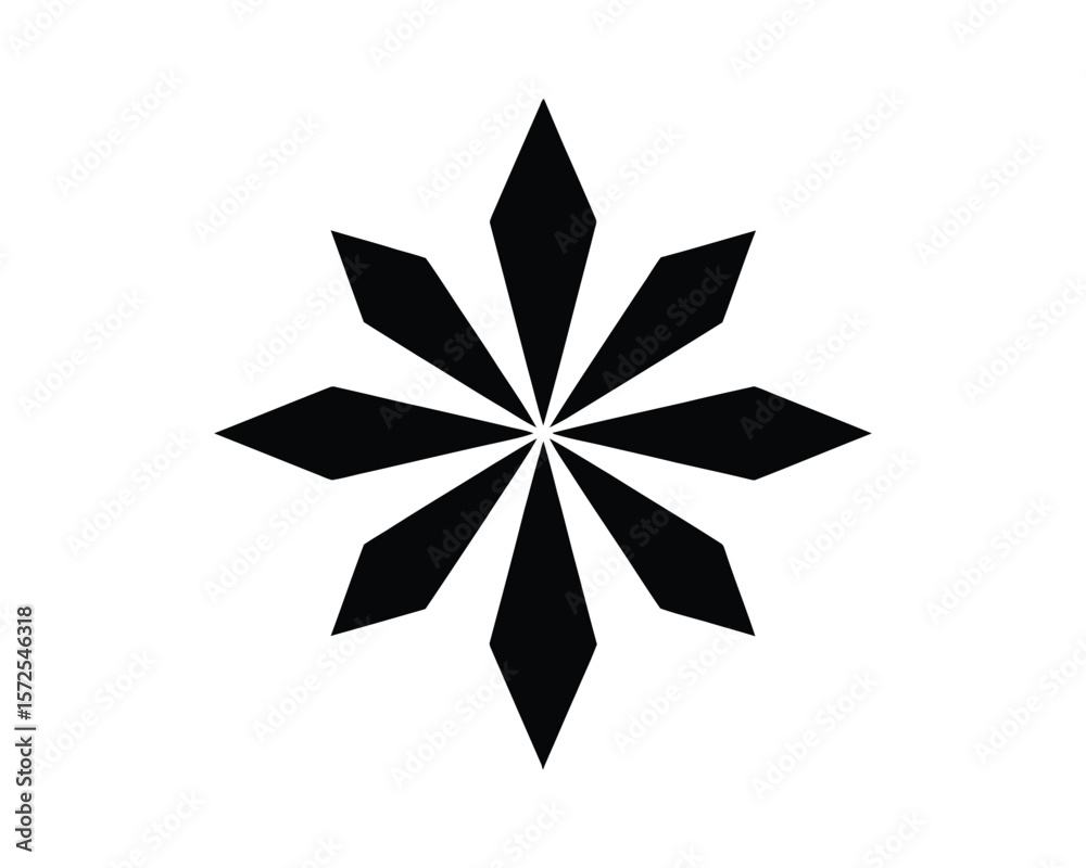 Fototapete medieval geometric cross design – black stencil pattern with hexagonal star and petal motifs