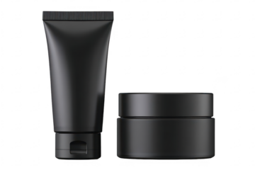 Black cosmetic tubes & jar