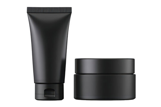 Black cosmetic tubes & jar - Powered by Adobe