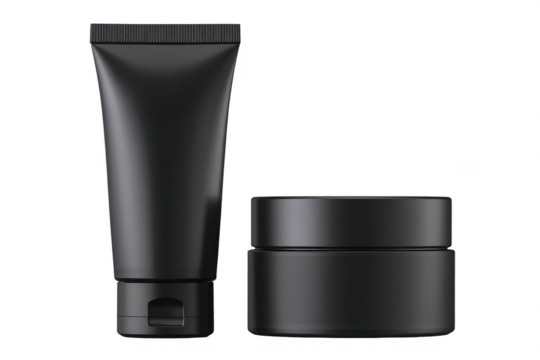 Black cosmetic tubes & jar