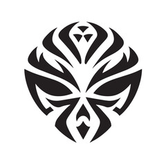 Tribal skull with wings vector illustration: a gothic, scary, black tattoo design symbolizing death and evil