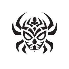 Tribal skull with wings vector illustration: a gothic, scary, black tattoo design symbolizing death and evil