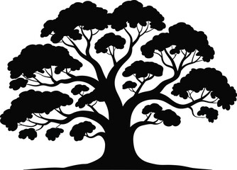 Minimalist Oak Tree Design – Strong Trunk and Organic Canopy in Clean Silhouette Style