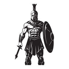 Obraz premium Intense Ares digital black image, an elegant graphic for your creative projects – Ares silhouette – Ares Vector – Silhouette of Ares – Greek god silhouette