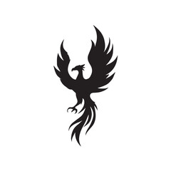 Fototapeta premium Flying eagle vector silhouette illustration with spread wings, a powerful symbol of freedom and nature's design