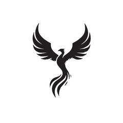 Flying eagle vector silhouette illustration with spread wings, a powerful symbol of freedom and nature's design