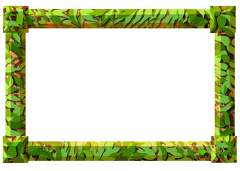 Obraz premium 緑の葉のある木枠のフレーム・夏の森の葉