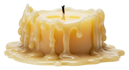 Candlelight's Reminiscence: A softly lit candle stands still, its wax gently cascading down its sides, embodying warmth and introspection. Its flame flickers as it reminisces moments gone by.