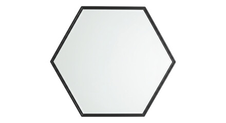 Hexagon mirror, Clean and geometric: The image showcases a modern, minimalist hexagon mirror, its sleek black frame highlighting the clean, reflective surface.