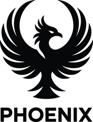 Obraz premium Modern Phoenix Rising Design – Bold Angular Wings and Tail in Edgy Vector Style