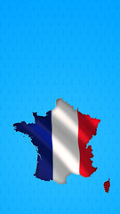 France Map Outline with Waving Flag and Eiffel Tower