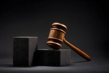 Judge's gavel strikes sound block, symbolizing justice and authority.
