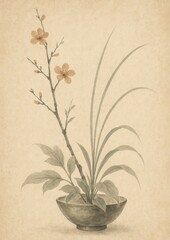Elegant floral Japanese art