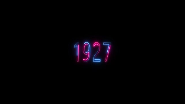 1927 neon line text. Abstract Glowing neon number 1927. Educational mathematics 1927 animation .Glowing neon number text background 4k video animation . important year, important date 1927 