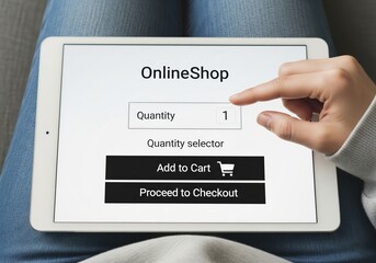 Online Shopping on Tablet with Large UI Elements – Add to Cart and Checkout Interface