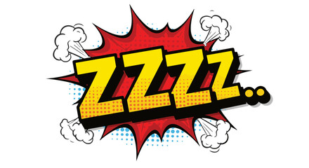 Comic Pop Art style graphic with text 'ZZZZZ...' and colorful effects  