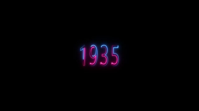 1935 neon line text. Abstract Glowing neon number 1935. Educational mathematics 1935 animation .Glowing neon number text background 4k video animation . important year, important date 1935 