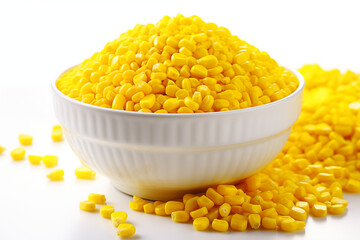 bowl of hot yellow sweet corn placed on bright yellow background surface