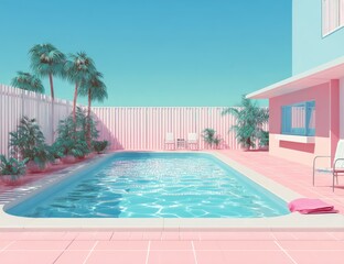 Tranquil Oasis A Serene Poolside Moment in Summer