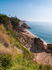 Paseo marítimo desde Calella a Sant Pol de Mar, Barcelona, Catalunya, España.