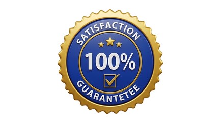 100 percent satisfaction guarantee seal badge isolated on white