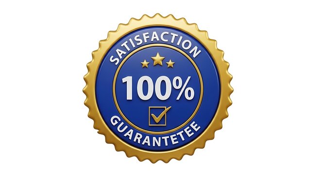 100 percent satisfaction guarantee seal badge isolated on white