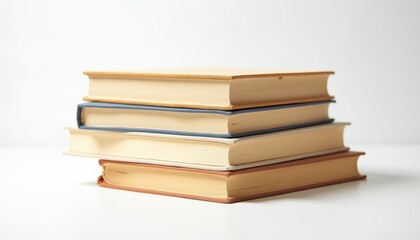 Stacked Open Books with Blank Pages on a Clean White Background for Minimalist Design