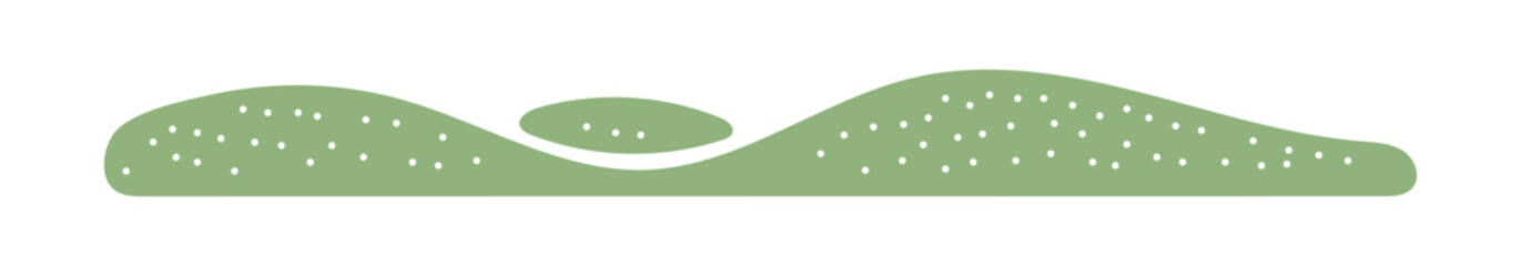 Green silhouette icon of gentle mountain hills with decorative texture

